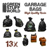 Green Stuff World 8435646504193ES Resin Set: Garbage bags - 13 pcs (1:48 - 1:35)