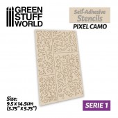 Green Stuff World 8435646504360ES Self-adhesive stencils - Pixel Camo