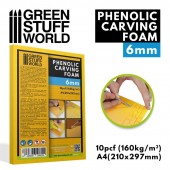 Green Stuff World 8435646506029ES Phenolic Carving Foam 6 mm - A4 size