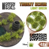 Green Stuff World 8435646509990ES Thorny Scrubs - LIGHT GREEN - 48 pcs, 14 mm high