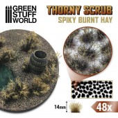 Green Stuff World 8435646510040ES Thorny Scrubs - BURNT HAY - 48 pcs, 14 mm high