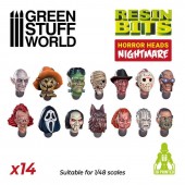 Green Stuff World 8435646511993ES 3D Printed set - Horror Heads - NIGHTMARE - 14 pcs
