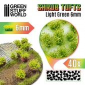 Green Stuff World 8436554363056ES Shrubs TUFTS - 6mm self-adhesive - LIGHT GREEN (40 pcs.)