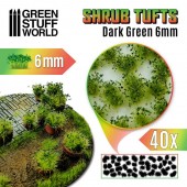 Green Stuff World 8436554363063ES Shrubs TUFTS - 6mm self-adhesive - DARK GREEN (40 pcs.)