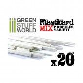 Green Stuff World 8436554366279ES Plasticard Profile VARIETY 20 strips MIX