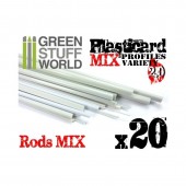 Green Stuff World 8436554366996ES Plasticard Profile RODs VARIETY 20 strips MIX