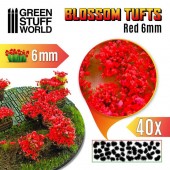 Green Stuff World 8436554367795ES Blossom TUFTS - 6mm self-adhesive - RED Flowers (40 pcs.)