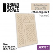 Green Stuff World 8436554369485ES Self-adhesive stencils - Harlequin L - 11x7mm