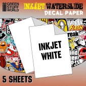 Green Stuff World 8436574505665ES Waterslide Decal Inkjet White (5 sheets 210 x 270mm (A4)) - for inkjet printing