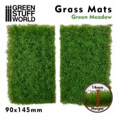 Green Stuff World 8436574508369ES Grass Mat Cut-Outs 90x145mm GREEN MEADOW 14mm (2pc)