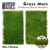 Green Stuff World 8436574508376ES Grass Mat Cut-Outs 90x145mm PONDEROSA GREEN MEADOW 14mm (2pc)