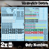 Green Stuff World 8436574509496ES Waterslide Decals - Only Numbers (2 per package, 148 x 210mm (A5))