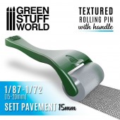 Green Stuff World 8436574509939ES Rollin pin with Handle - Sett Pavement 15mm
