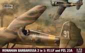 IBG 72530 1:72 Romanian Barbarossa 2 in 1: Polish fighter aircraft PZL/IAR P.11F and Polish light bomber PZL.23 Karas