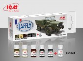 ICM 3009 Acrylic paint set for Laffly V15T and French vehicles 6x12 ml 