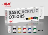 ICM 3010 Acrylic paint set Basic acrylic colors 6x12 ml 