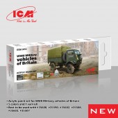 ICM 3052 Acrylic Paint Set for WWII Military vehicles of Britain  6 x12 ml 