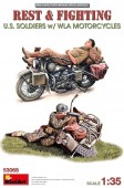MiniArt 53068 Rest & Fighting. U.S. Soldiers w/ WLA Motorcycles 1:35