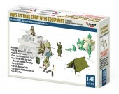 Mirage Hobby 480006 WW2 US TANK CREW WITH EQUIPMENT for M8 SCOTT & other US MOTORISED HOWITZERS 1:48