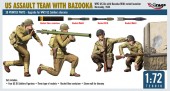 Mirage Hobby 720010 US ASSAULT TEAM WITH BAZOOKA, WW2 US GIs with Bazooka M1A1 rocket launcher Normandy, 1944 1:72