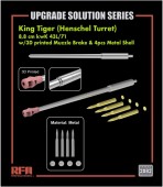 Rye Field Model RFM2082 King Tiger 8,8 cm kwK 43L/71 Metal Barrel w/ 3D Printed Muzzle Brake & 4 pcs Metal Shell 1:35