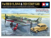 TAMIYA 25213 1:48 Focke-Wulf Fw190 D-9 JV44 & Citroen 11CV Staff Car Set