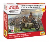 Zvezda 6277 1:72 Soviet Motorcycle M-72 with Sidecar and Crew - snap-fit